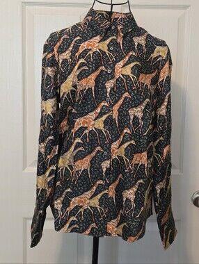 NWT J.CREW SIZE 6 COLLECTION SILK GIRAFFE-PRINT 🦒BUTTON-DOWN SHIRT